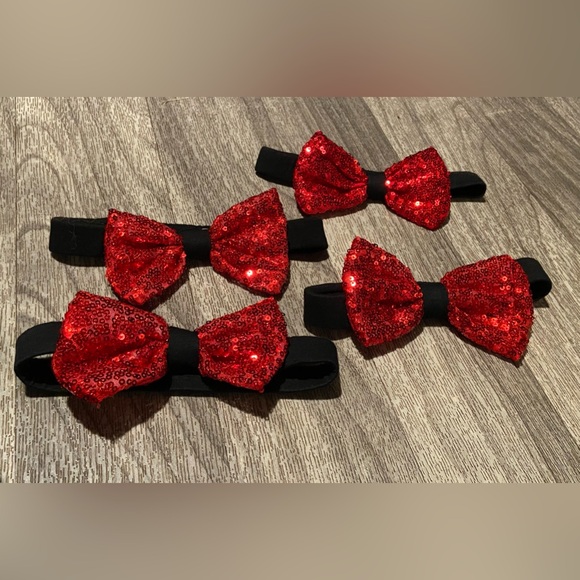 NEW set of 4 girls stretch headband red bow sequin hair accessories OS - Picture 1 of 2